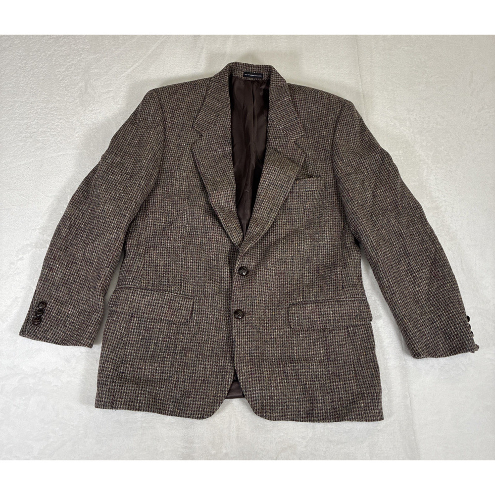Harris Tweed Mens green brown burg blazer jacket sport suit coat heavy wool 40R